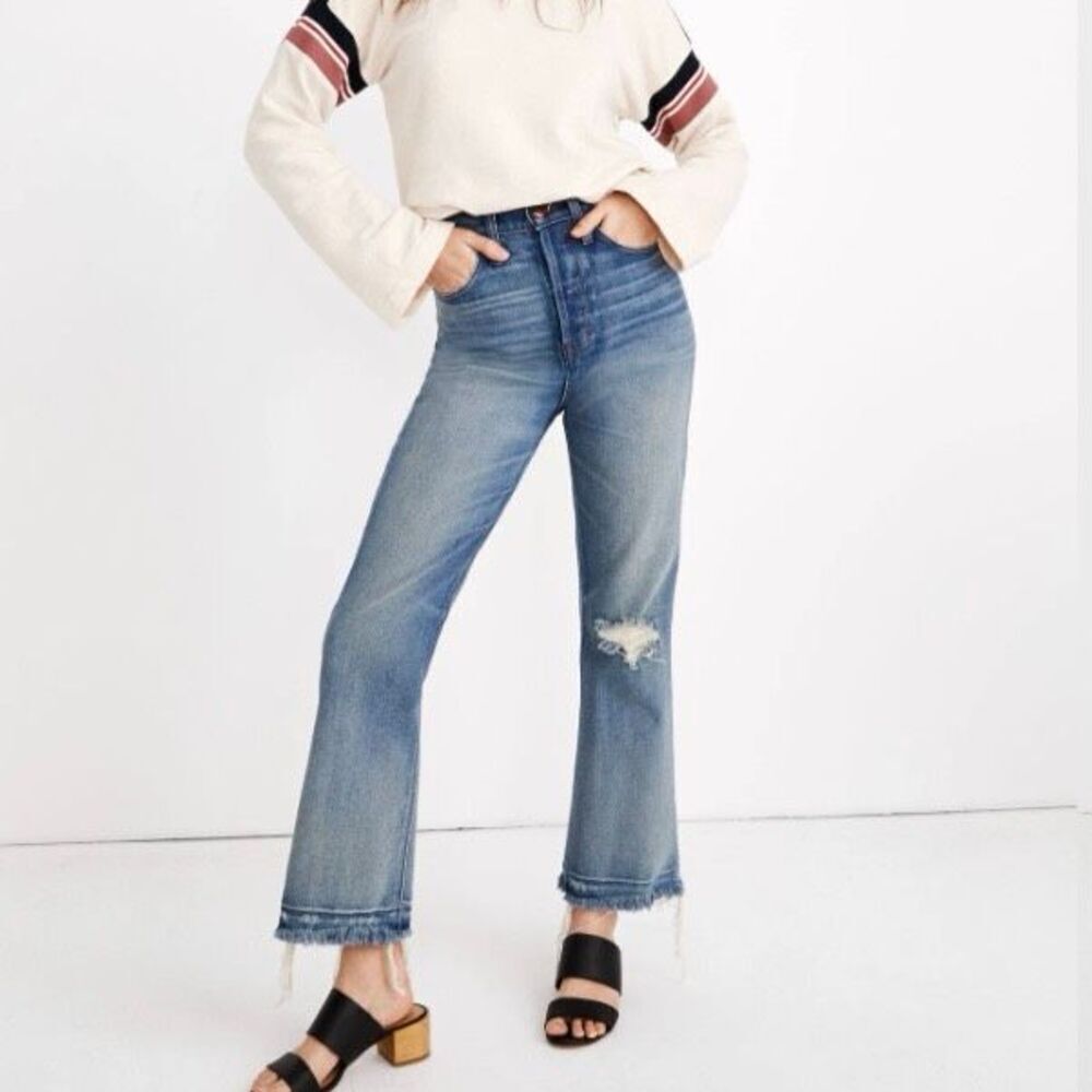 Rivet & Thread Relaxed‎ Bootcut Jeans Cropped Stretch Medium Wash K8001 Women 25